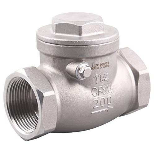 1-1/4 Inch Swing Check Valve - WOG 200 PSI Stainless Steel SS304 CF8M NPT - size: 1.25 Inch, style: Swing