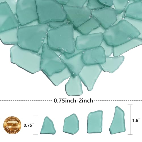 QYGL Sea Glass for Crafts - 14oz Turquoise Frosted Seaglass Pieces - Vase Filler and Aquarium Ornament, DIY Craft Supplies for Art, Beach Weddings, and Home Decor - color: Turquoise