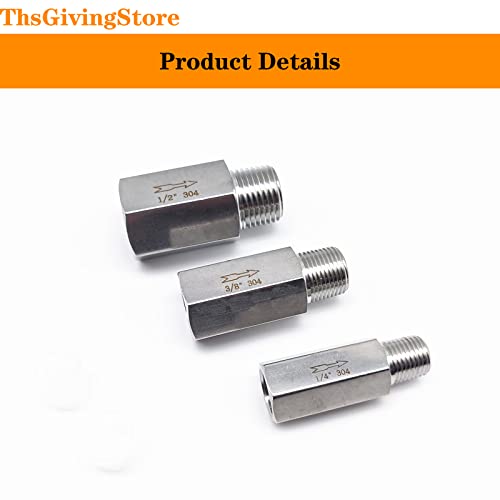 1/4 Inch NPT Female to Male Thread 304 Stainless Steel Check Valve One Way Non-Return Valve for Water Oil Gas Check Valve 1PCS