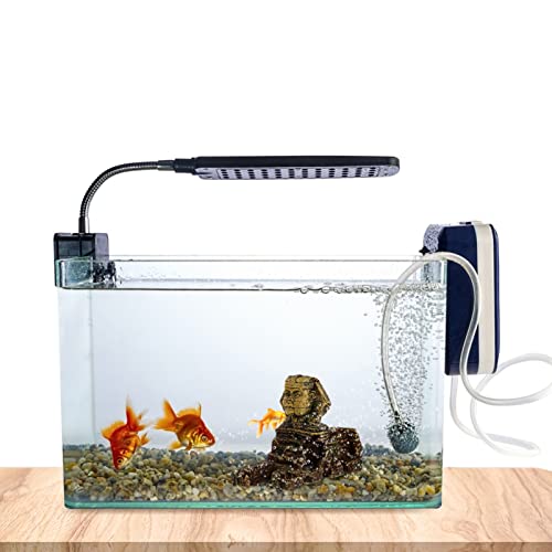 balacoo Aquarium Sphinx Statue Ornament 8.26X3.54X5.51In Golden Resin Egyptian Fish Tank Decor for Freshwater Saltwater Landscaping Betta Hides Desktop Decoration