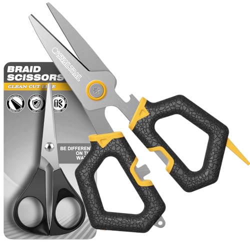 SNAIL TRAIL 2 Sets Fishing Braided Line Scissors, 6-inch & 4.5-inch Fishing Line Cutters Combo, Serrated Stainless Steel Fishing Shears for Saltwater, Fish Wire Cutters - color: Yellow-Black