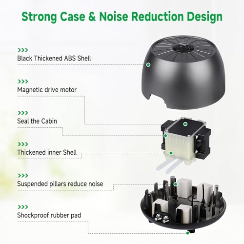 hygger Quiet Adjustable Aquarium Air Pump, 5W/8W Dual Output Fish Tank Air Pump, Energy-Saving Oxygen Aerator with Air Stone Bubbler for Fish Tank, Hydroponic - size: 8W (Tank Up To 200 Gal)