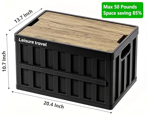 VIMI 50L Collapsible Storage Bins with Lids Stackable Utility Crates with Handles Plastic Large Folding Containers for Organizing Tools,Books,Food,Drinks,Camping&Transport (Black-3 Pack) - color: Black-3 Pack
