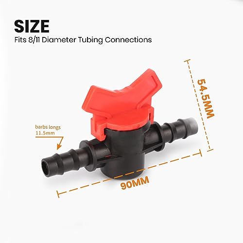 4PCS 3/8 Inch ID In Line Barbed Ball Valve Shut Off Switch for Drip Irrigation and Aquariums Control Water Flow with Hose Barb