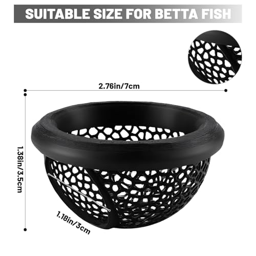 Floating Betta Hammock & Shrimp Shelter – 3D Printed Aquarium Decor with Feeding Ring, Safe Resting Spot for Betta Fish, Shrimp and Small Fish（Black）