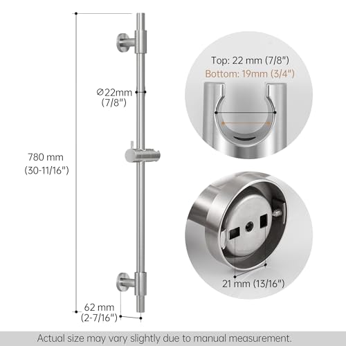 KES 30-Inch Shower Slide Bar with Adjustable Handheld Shower Head Holder, Reuse Existing Holes, SUS304 Brushed Stainless Steel Wall Mount for Bathroom, Drilling Required, F209S78-BS - color: Brushed Finish, style: 30.7-Inch+Drill Mounted