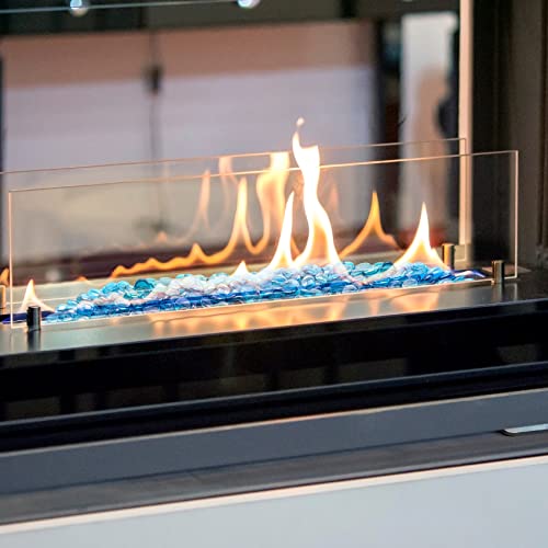 Stanbroil 10-Pound Fire Glass Beads - 1/2 inch Luster Fire Glass Drops for Fireplace Fire Pit | Gas Log Sets | Landscaping | Fish Tank, Caribbean Blue Luster - color: Caribbean Blue