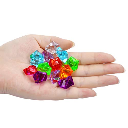 180-190pcs Multicolored Acrylic Fake Gems, Crushed Ice Rocks, Plastic Gems Jewels for Vase Fillers, Table Scatter, Sensory Bin Filler, Photo Props Christmas Decor, Decoration Wedding Display