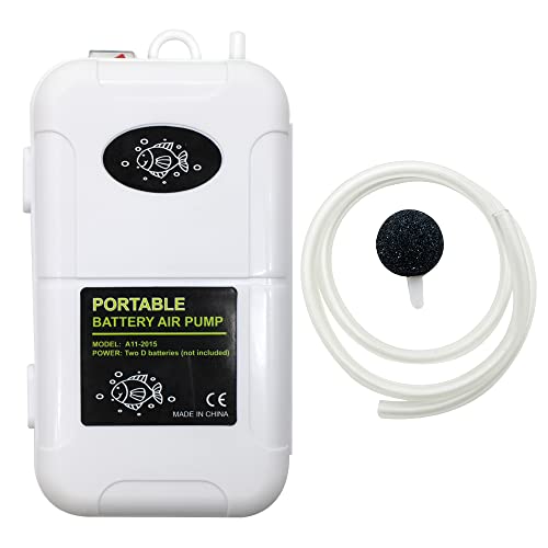 Battery Powered Fish Aerator, Aerator for Fishing Bucket 6 Gallons, Portable Fish Bubbler, Suitable for Fish Tank, Fish Bucket in Outdoor Fishing - style: 1 Air Stone and 1 Hose