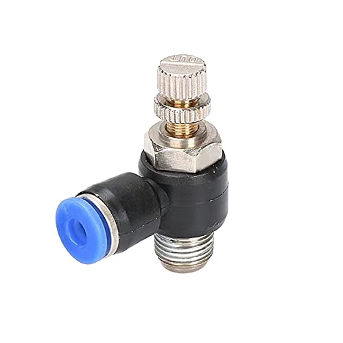Pneumatic Push to Connect Air Flow Control Valve, 4mm Tube OD x 1/8" Male BSP Thread, Elbow 90 Degree Switch Valve Adapter Fitting (Pack of 5) - color: Pack of 5, size: 0.16" OD x 1/8" Thread