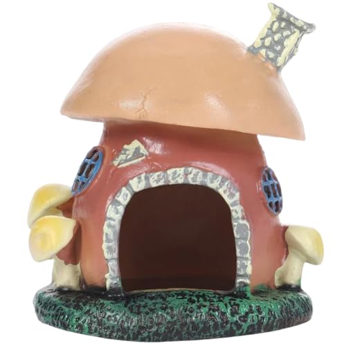 GORGECRAFT Fish Tank Mushroom House PVC Aquarium Betta Hideout Spawning Caves Landscape Decoration Cottage Ornament Accessories for Shrimp Reptiles Turtle Gecko Lizard Bearded Dragon