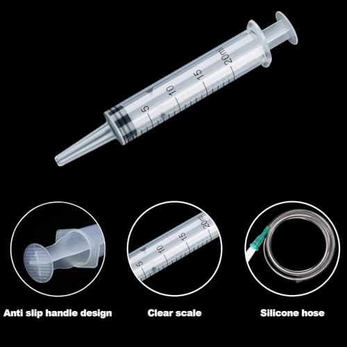 Baby Bird Feeding Syringe Set, Pet Parrot Milk Feeding Syringe with Tubes, Parrot Feeding Tubes Measuring Tools for Feeding Pets Scientific Industrial Labs… (20ml+60ml) - color: 20ml+60ml