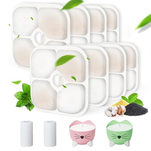 Cat Water Fountain Filter,Cat Fountain Filters Replacement for PIXI Pet Water Fountain,8 Pack Pet Fountain Filter Replacement,2 Pump Hoses - color: 8+2 Pack