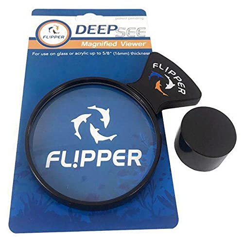 Flipper DeepSee 4" Magnetic Aquarium Viewer – Optical-Grade Magnifying Lens for Glass & Acrylic Tanks up to 5/8" Thick – Hands-Free Underwater Viewing for Fish, Corals & Aquarium Photography – Black - color: Black, size: STD 4"