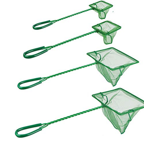 4 Pack Aquarium Fish Net Fine Quick Catch Mesh Nylon Fishing Catch Nets with Plastic Handle for Fish Tank Mesh Nets Scoop - Green - style: Classic