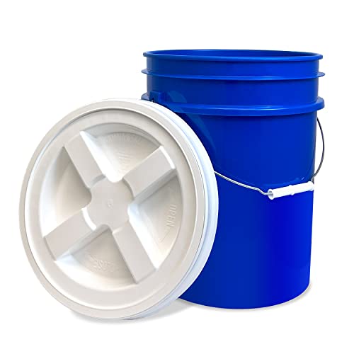 ePackageSupply 5 Gallon Bucket - Food Grade Bucket with Airtight Gamma Seal Screw-On Lid, BPA-Free, Heavy-Duty 90 Mil HDPE Plastic, Bulk Storage, Durable Container, Made in USA, Blue/White, 6 Packs - color: Blue/White, size: 6 Packs