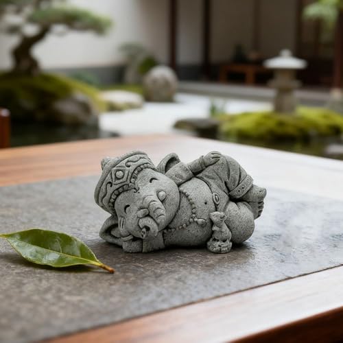 livelyfish Small Elephant Statue Sandstone Figurine Hindu Meditation Buddha Sculpture for Fish Tank Aquarium Decoration (G) - color: G