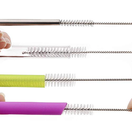 Long Straw Brush Cleaner (10 Pack), Flexible Nylon Tube Cleaning Brushes with 0.4" Bristles, Rust-Proof Stainless Steel Wire Washer for Reusable Tumblers, Sports Bottles & Pipes (10 Inch) - color: White