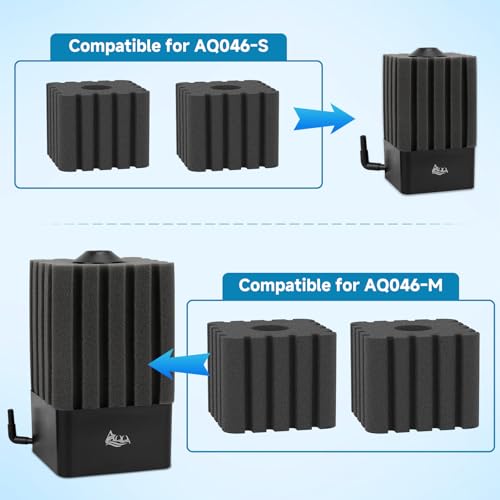 AQQA Aquarium Sponge Filter Replacement Sponge for AQ046-S (2Pack) - size: Replacement for Small