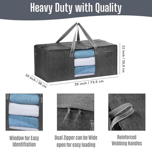 VENO 4 Pack Heavy Duty Moving Bags, Packing Bags with Clear Window, Alternative to Moving Boxes, Storage Bins for Clothes, Blankets, Comforters, College Dorm Essentials (Gray, 4 Pack) - color: Dark Gray, size: 4 Pack