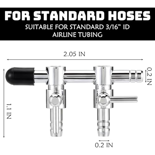 3 Pack 2-Way Aquarium Stainless Steel Air Flow Control Lever Valve with Airline Tubing Connector for Air Pumps Fish Tank Multi-Port Distributor Splitter - style: 2-Way