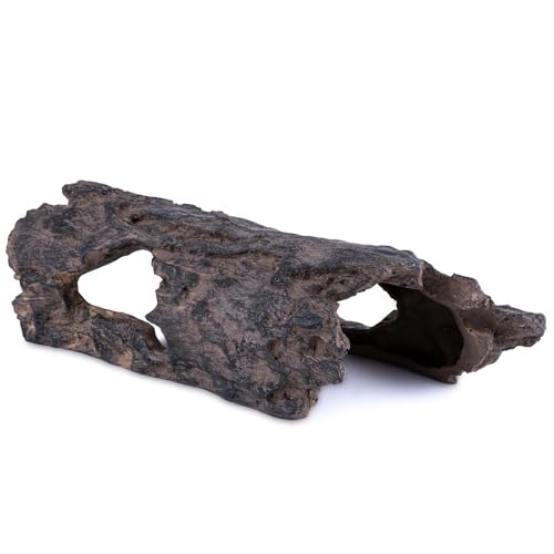 Natural Reptile Hide Basking Platform, Hideout Decor for Aquarium, Fish Tank, Bearded Dragon, Gecko, Shrimp, Betta (Faux Wood Tree Cave, Large) - color: Faux Wood Tree Cave, size: Large