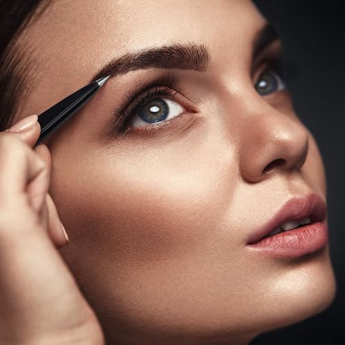 Pointed Tweezers | High Carbon Stainless Steel Needle Nose | Fine Point Precision Hair Removal | Perfectly Aligned & Hand-Filed Sharp | Black - color: Black