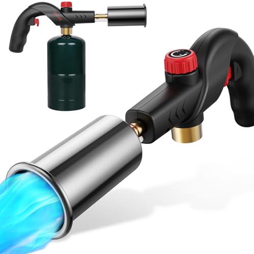 Semlos Propane Torch, Premium Metal Large Torch, Refillable Blow Torch Lighter with Adjustable & Wind Resistant Flame for Cooking, BBQ, Welding, DIY & Soldering (Propane Gas Not Included) - color: 905 Black