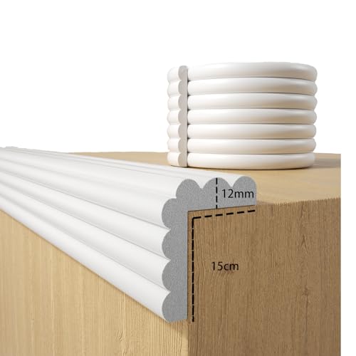 Baby Proofing Wall Corner Protector,Edge Guard Corner Protector,6.56ft Thinken Soft Corner Protectors Pre-Taped Soft Rubber Foam Edge Cushion for Furniture (White, 6.56Ft x 5.9" W x 0.47" Th) - color: White, size: 6.56Ft x 5.9"W x 0.47"Th