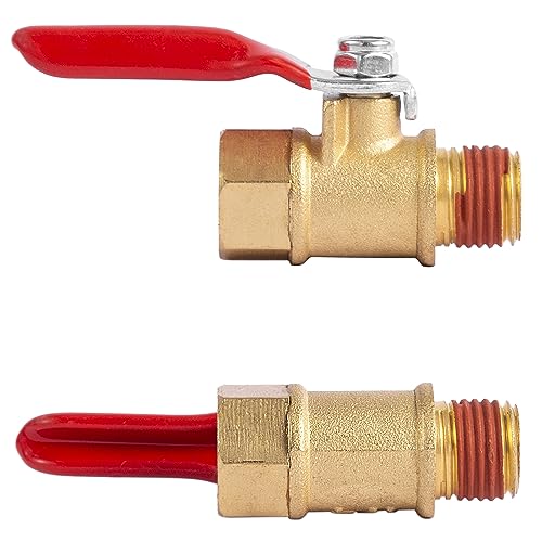 BILAL 2 Pack 1/4" Heavy Duty Air Compressor Brass Ball Valve Shut Off Switch, 1/4 Inch Male And Female NPT Thread Pipe Fitting