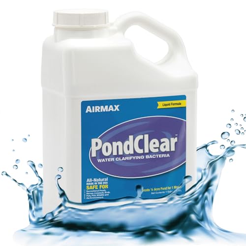 Airmax PondClear Liquid Bacteria for Lakes, Ponds & Water Garden Treatments, Natural Bio Clarifier & Cleaner for Crystal Clear Water, Remove Nutrients & Noxious Odor, Fish, Pet & Plant Safe, 1 Gallon - size: 128 Fluid Ounces