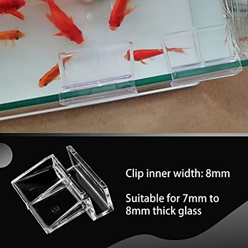 16 PCS 8mm Acrylic Aquarium Cover Clip, Clear Fish Tank Glass Cover Clip Support Holder Universal Lid Clips for Rimless Aquariums