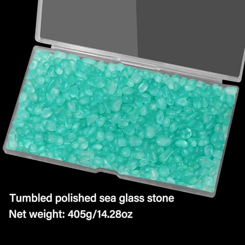 QEQEKAKA Sea Glass Stones for Crafts About 0.5LB (187g/6.6oz) Glass Pebbles Gemstones Bulk for Beaching Wedding DIY Decoration Aquarium Turtle Tank Vase Filler - color: Mint Green, size: 0.5LB (187g/6.6oz)