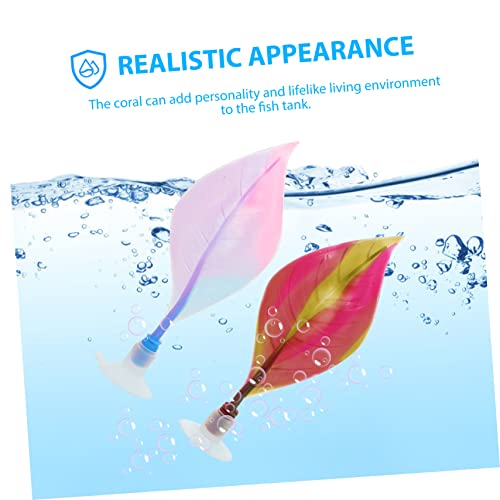 Happyyami 4pcs Decorate Fish Resting Bed Leaf Decor Aquarium Betta Fish Hammock Leaves Silicone Leaf Fish Tank Supplies Simulation Leaf Decor Fish Tank Sucker Fish Skin