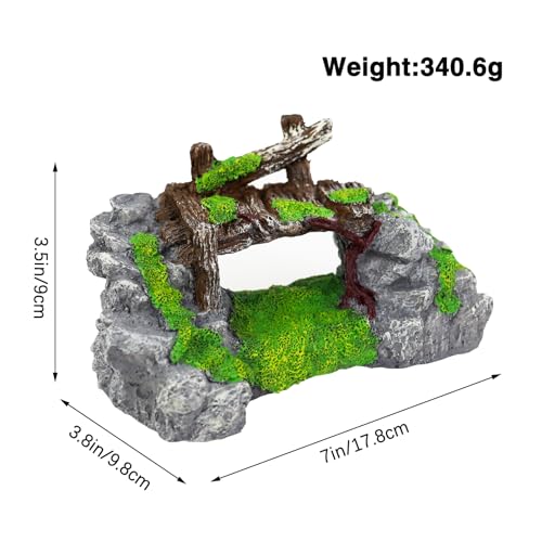 Resin Fish Tank Decoration Come with Bridge and Rockery Element Fish Tank Decoration for Aquarium and Domestic Fishs Tank (A)