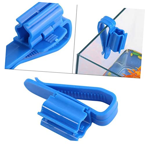 COLLBATH 2pcs Aquarium Filtration Hose Clip Water Clip Holder for Fish Tank Pump Fixing Clamp for Easy Water Changes and Tank Cleaning Compatible with All and Buckets Blue - size: 8.5*1.8CM