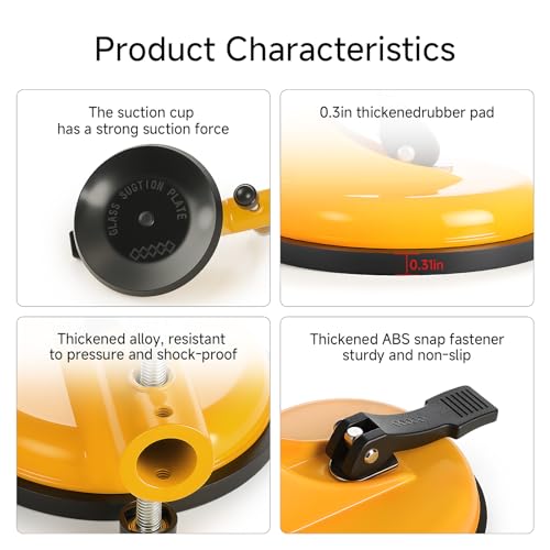 Granite Marble Countertop Seam Leveling Tool, Adjustable Vacuum Suction Clamp Set for Stone Slab Installation and Repair, Professional Gap Adjustment Kit Yellow Rubber