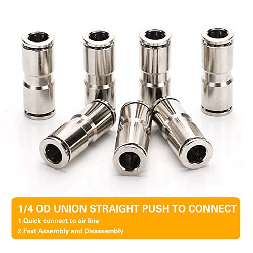1/4 Union Straight Push to connect fittings Stainless Steel Pneumatic Push Connectors,CEKER 1/4" x 1/4" OD Tube Quick Connect Fittings Air Line Fittings for 1/4 inch Tube 2Pack - size: 1/4" OD, style: STRAIGHT