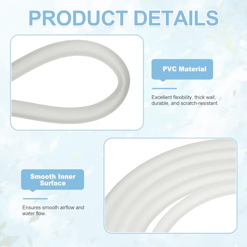 Aquarium Airline Tubing, 5/32"(4mm) ID x 1/4"(6mm) OD 4.9ft PVC Flexible Tube, (2Pcs, White), Intended for Fish Tank Air Pump/Aquarium/Garden/Terrarium Pond - color: White