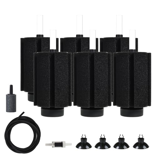 ALEGI Aquarium X Large Sponge Filter 150 Gallon,125 Gal Sponge Filter with Air Stone for Large Fish Tank (6 pcs) - size: 6 pcs