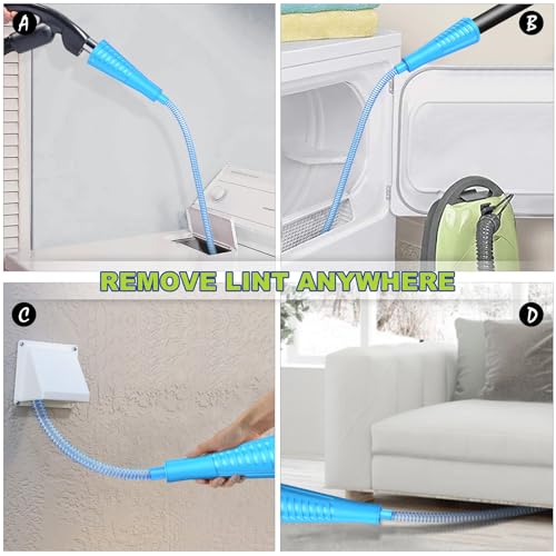 Sealegend 2 Pieces Dryer Vent Cleaner Kit, Dryer Vacuum Hose Attachment and Flexible Lint Brush, Dryer Vent Cleaning Tools for Crevice Lint Trap‌, Blue - color: Blue