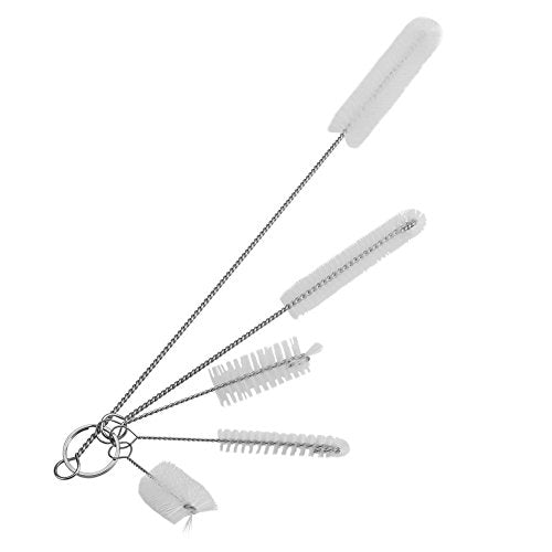 FDIT 5 Pcs Stainless Steel White Aquarium Cleaning Brush,Fish Tube Washing Brush Cleaner Clean Tool Set