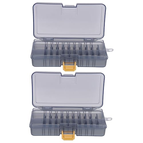 Happyyami 2pcs Fishing Gear Boxes Double-sided Bait Storage Containers for Hooks and Lures Portable and Lightweight Fishing Accessory Organizer Tea - color: Light Grey