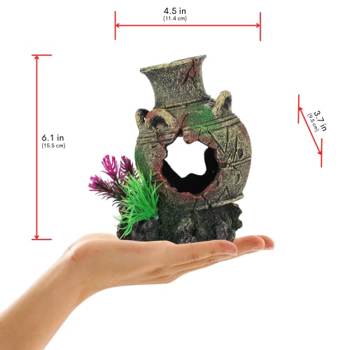 UNEAK - Aquarium Decorations Big Cave Fish Tank Large Vase Jar Jug Sunken Ornament Landscaping Rocks Saltwater Freshwater Small & Medium Fish Garden Pond Ornaments Resin - color: Vase