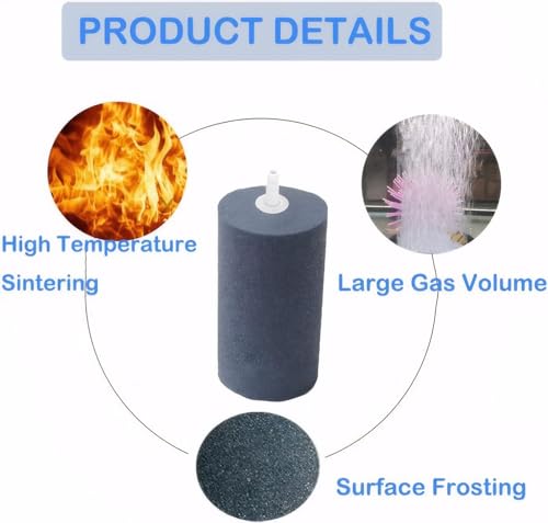 Large Air Stone, Air Stone Hydroponics, 4 x 2 Inch Large Air Stone Cylinder Bubble Diffuser for Aquarium, Fish Tank, Pond and Hydroponics Air Pump, Growing System, Circulation - color: 12-Pack
