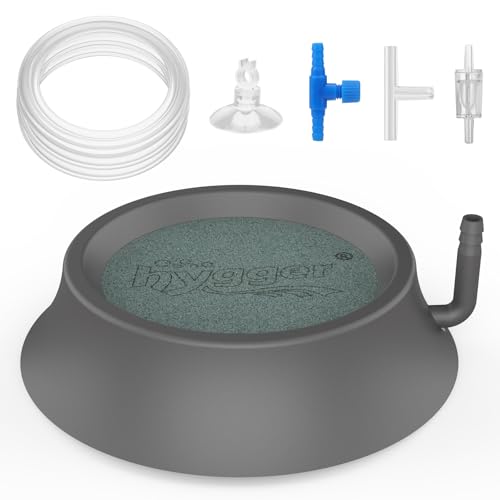 hygger Aquarium Air Stone, Fish Tank Bubbler Aerator with Stainless Steel Base, Oxygen Diffuser for Nano Air Pumps Hydroponics Small Ponds and Fish Tanks - size: 2.4 inch