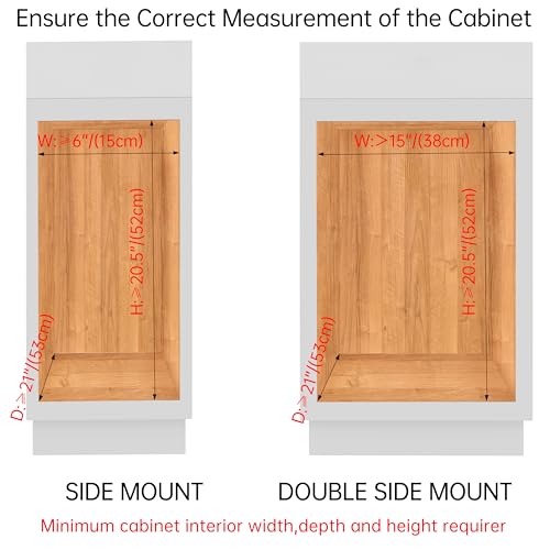 JOWBOOW Narrow Pull Out Cabinet Organizer, 4" Skinny Side Mount Spice Rack for Frameless Cabinets, Heavy Duty 3-Tier Zero Wobble Slide Out Shelf - size: 4"W Side-Mount (Frameless ONLY!)