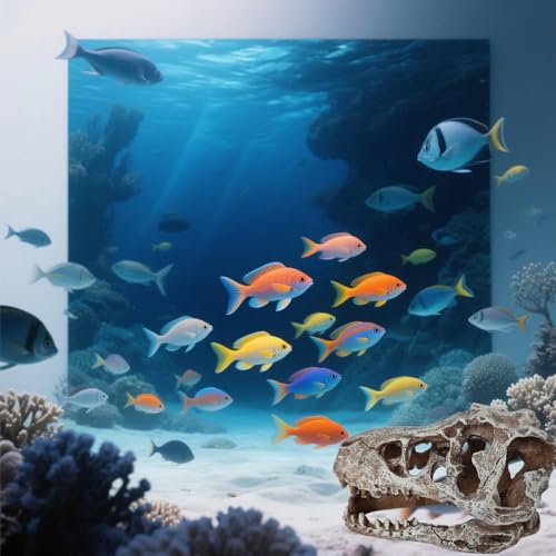 Aquarium Decoration Skull Dinosaur Head, Resin T-rex Skull Skeleton Ornament, Fish Tank Hollow Reptiles Hideout Statue Decor, Artificial Tyrannosaur Sculpture for Home Bar Office Desktop Decoration