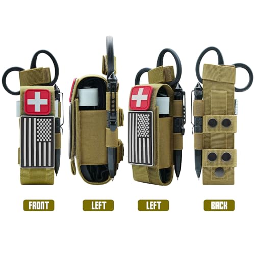 Upgrade 1000D Laser Cut Molle Tourniquet Holder, Heavy Duty Tactical Molle Tourniquet Pouch Holder - color: SET-TAN