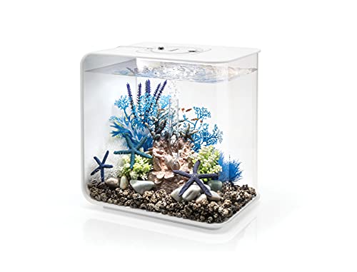 biOrb Flow 15 Acrylic 4-Gallon Aquarium with Multi-Color Remote-Controlled LED Lights Modern Compact Tank for Tabletop or Desktop Display, White - color: White with MCR Lighting, size: 4 Gallon